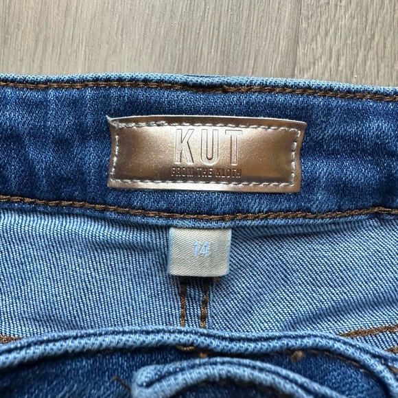 Kut from the Kloth High Rise Kelsey Ankle Flare Dark Blue Jeans - Size 14 - Picture 2 of 7